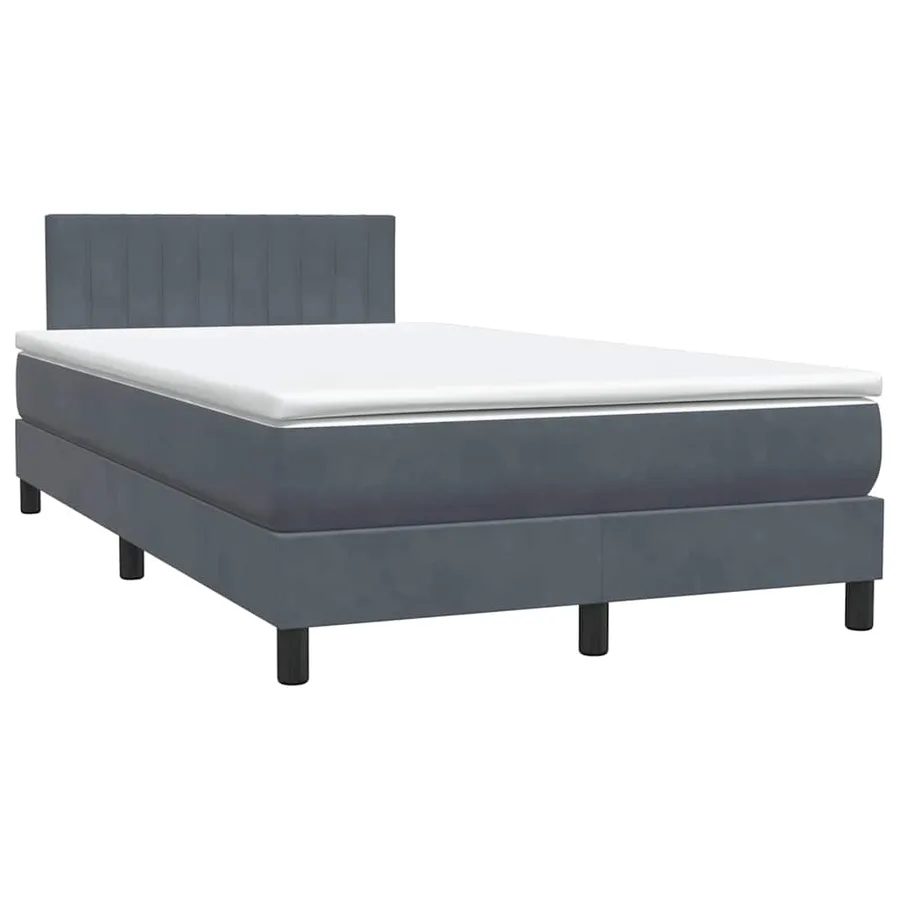 Sommier à lattes de lit et matelas gris foncé 120x220cm velours - 2