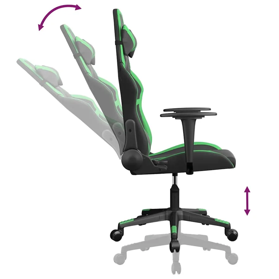 Chaise de jeu de massage Noir et vert Similicuir - 5