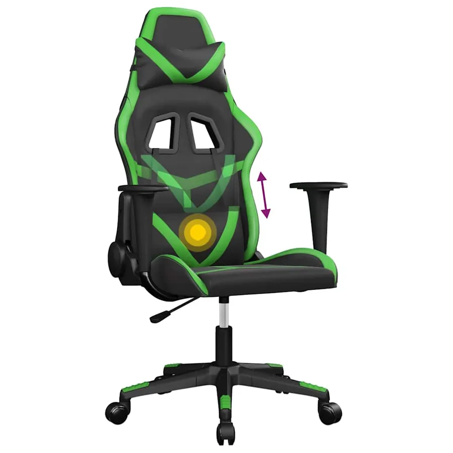 Chaise de jeu de massage Noir et vert Similicuir - 6
