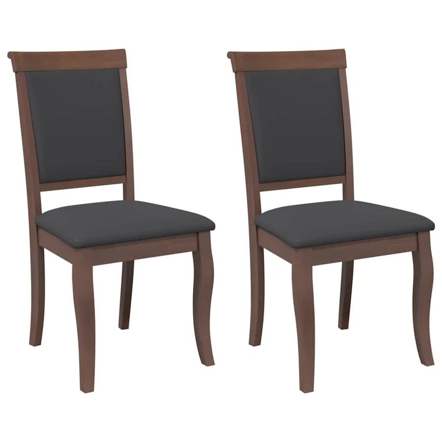 Chaises à manger coussins 2 pcs marron bois massif caoutchouc - 2