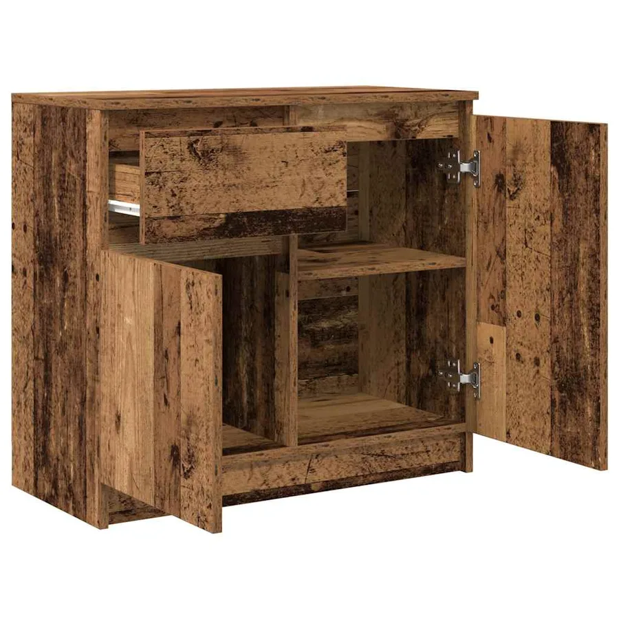 Buffet avec tiroir vieux bois 71x35x65 cm bois d'ingénierie - 5