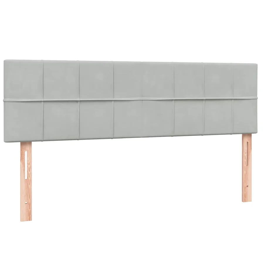 Sommier à lattes de lit et matelas et LED gris clair 140x220cm velours - 7