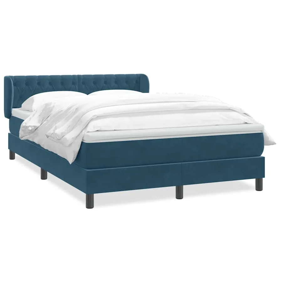 Sommier à lattes de lit et matelas bleu foncé 140x220cm velours - 2