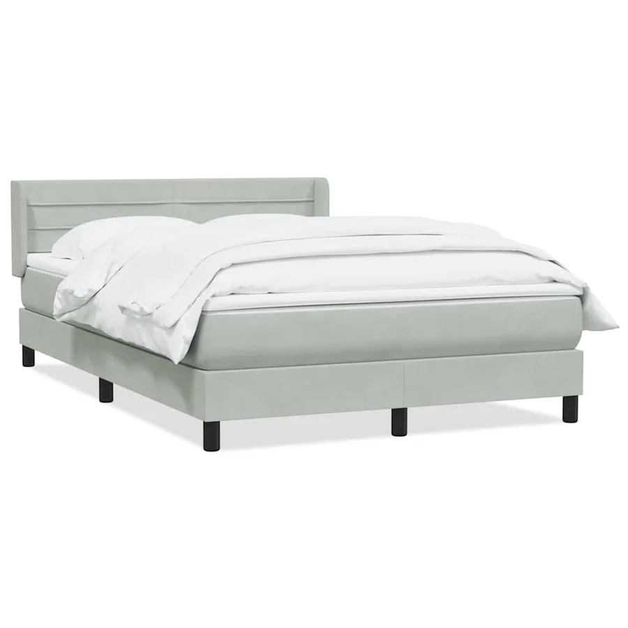 Sommier à lattes de lit et matelas gris clair 140x220cm velours - 2