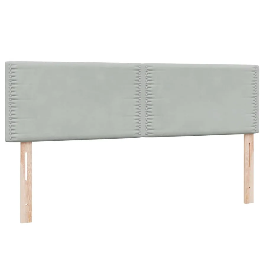 Sommier à lattes de lit et matelas et LED gris clair 140x220cm velours - 7