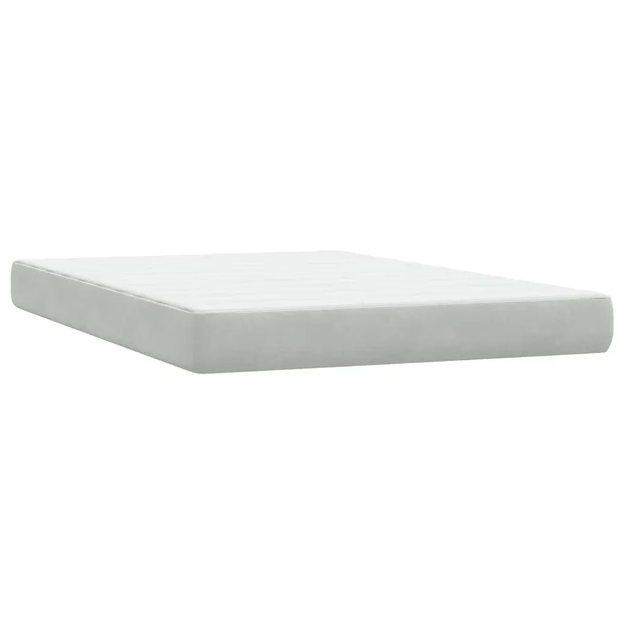 Sommier à lattes de lit et matelas et LED gris clair 140x220cm velours - 8