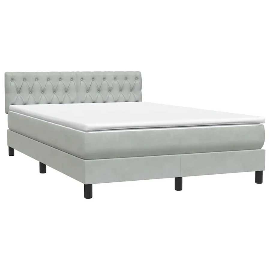 Sommier à lattes de lit et matelas et LED gris clair 140x220cm velours - 5