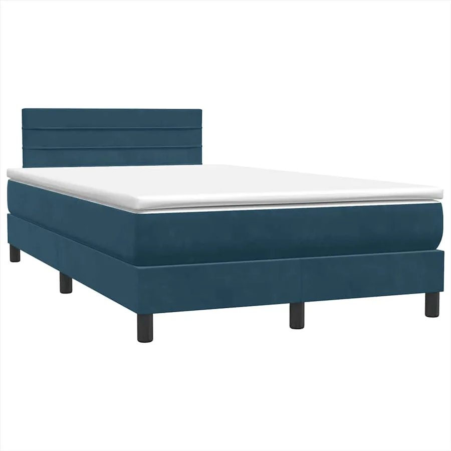 Sommier à lattes de lit et matelas et LED bleu foncé 120x220cm velours - 5