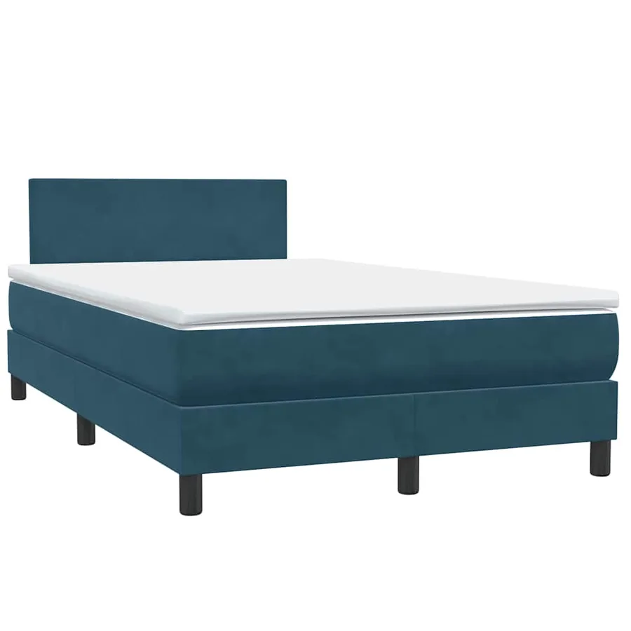 Sommier à lattes de lit et matelas et LED bleu foncé 120x220cm velours - 5