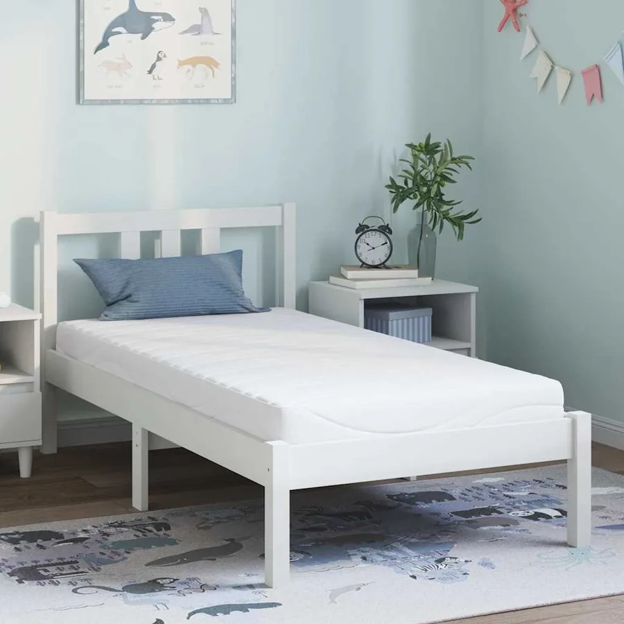 Matelas Blanc 80 x 160 cm Tissu jacquard