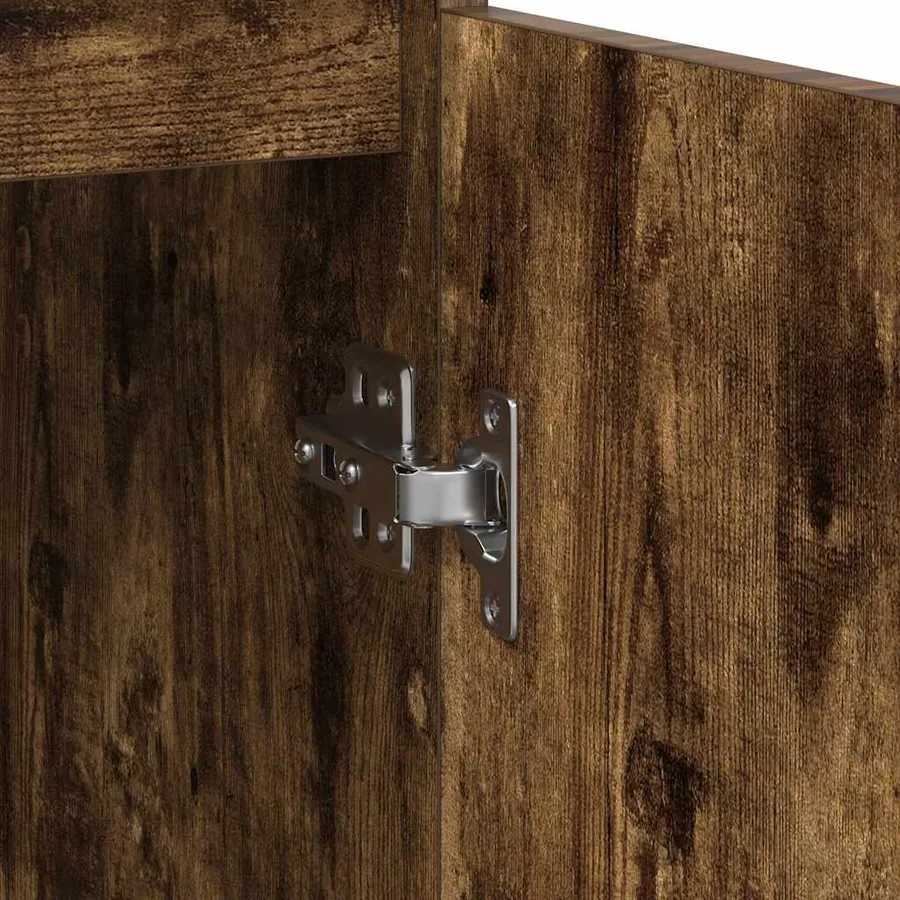 Buffet chêne fumé 29,5x34x76 cm bois d'ingénierie - 11