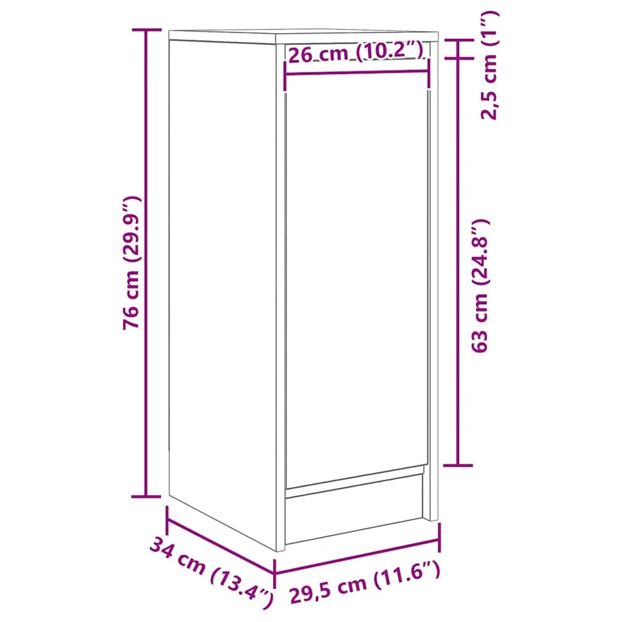 Buffet chêne fumé 29,5x34x76 cm bois d'ingénierie - 13
