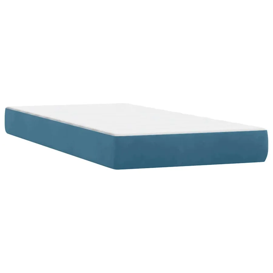 Sommier à lattes de lit et matelas et LED bleu foncé 100x220cm velours - 8