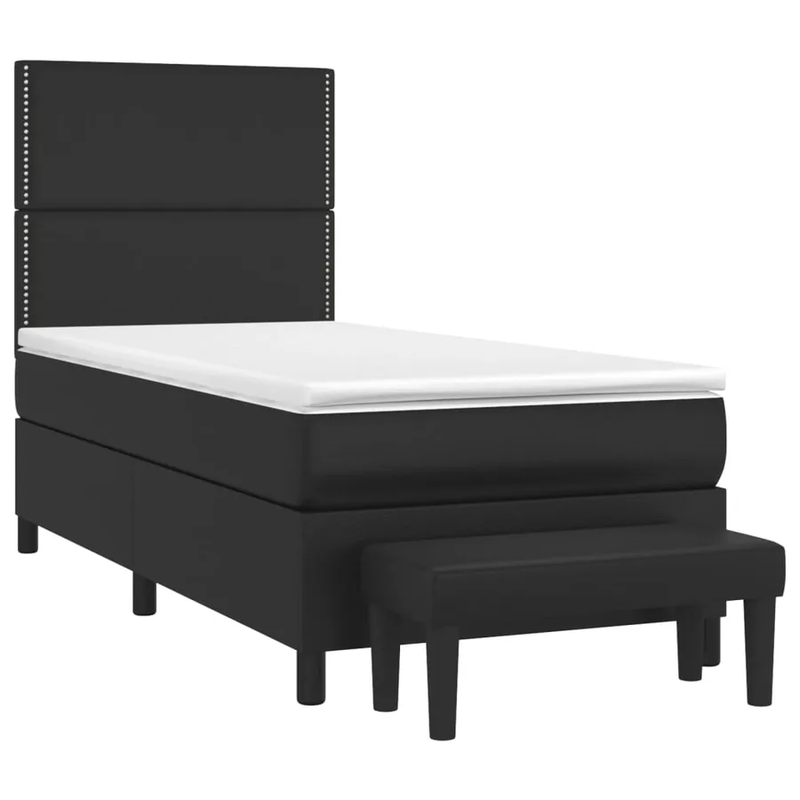 Sommier à lattes de lit avec matelas Noir 90x200 cm Similicuir - 3