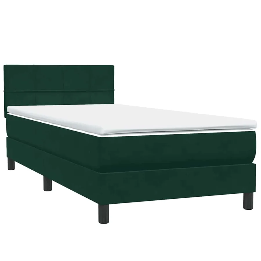 Sommier à lattes de lit et matelas et LED vert foncé 100x220cm velours - 5