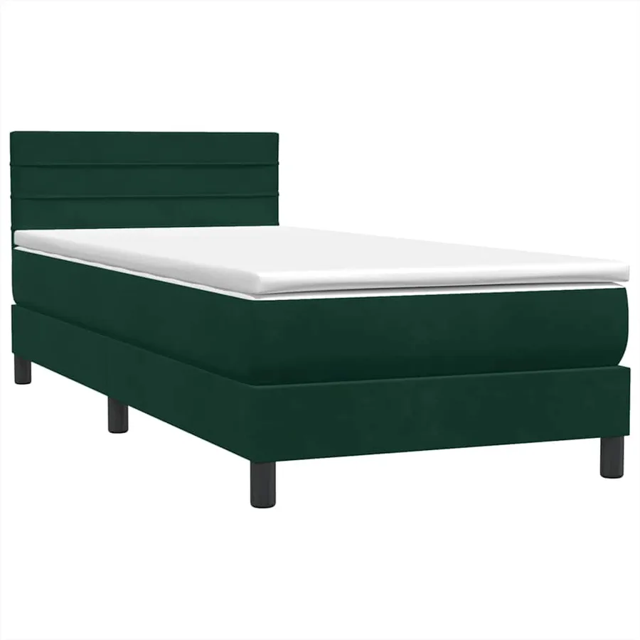 Sommier à lattes de lit et matelas et LED vert foncé 100x220cm velours - 5