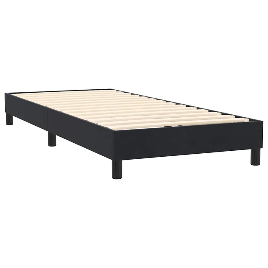 Sommier à lattes de lit avec matelas noir 100x220 cm velours - 5