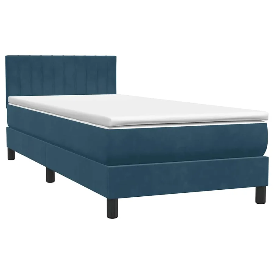 Sommier à lattes de lit et matelas et LED bleu foncé 100x220cm velours - 5