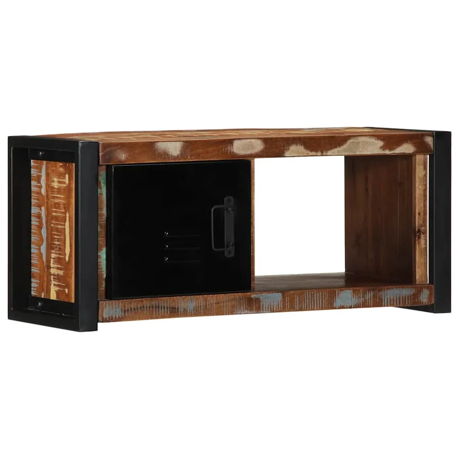 Meuble TV 80x30x35 cm bois massif de récupération - 12