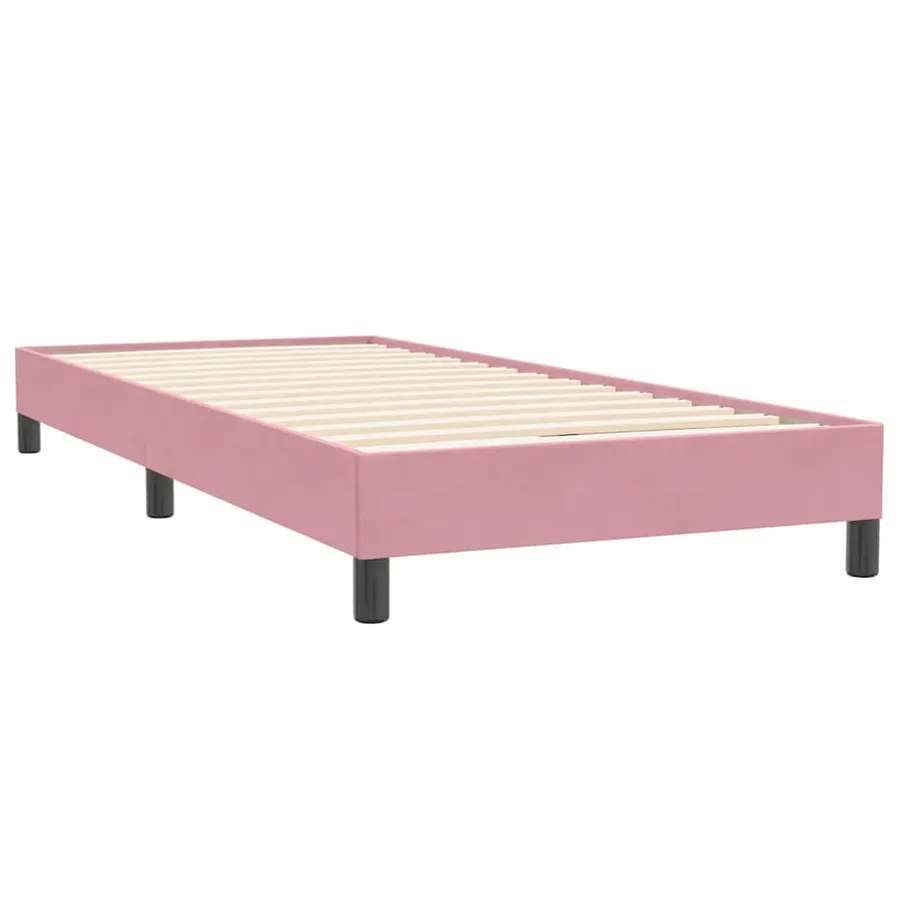 Sommier à lattes de lit sans matelas rose 100x220 cm velours - 4