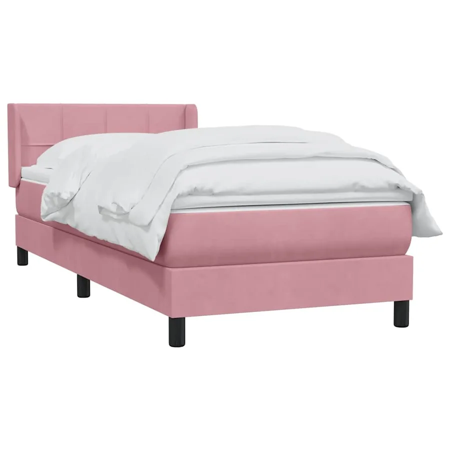 Sommier à lattes de lit avec matelas rose 100x220 cm velours - 3