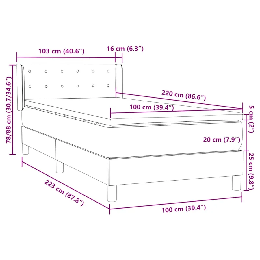 Sommier à lattes de lit avec matelas rose 100x220 cm velours - 12