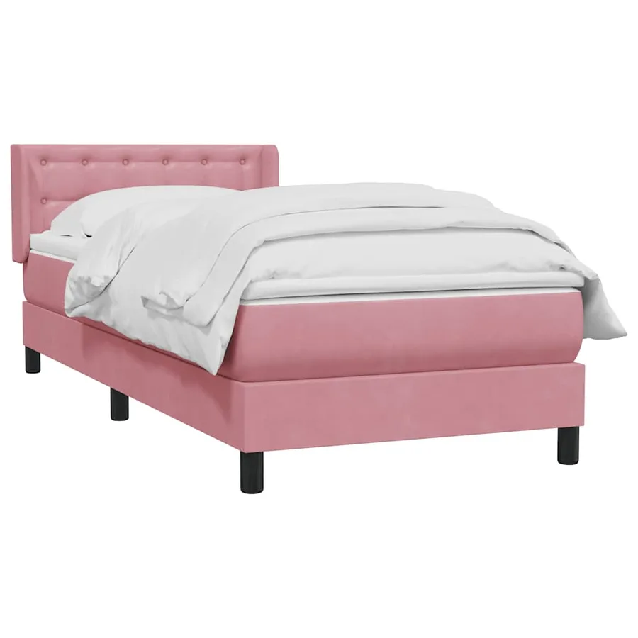 Sommier à lattes de lit avec matelas rose 100x220 cm velours - 3