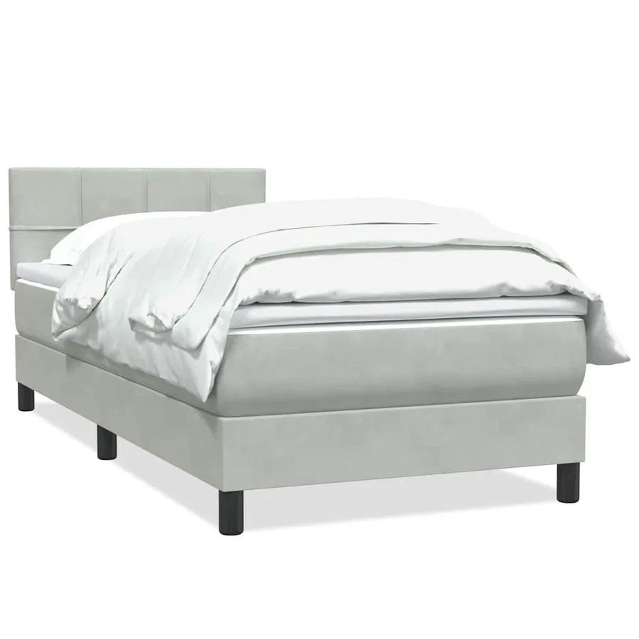 Sommier à lattes de lit et matelas gris clair 100x220cm velours - 2