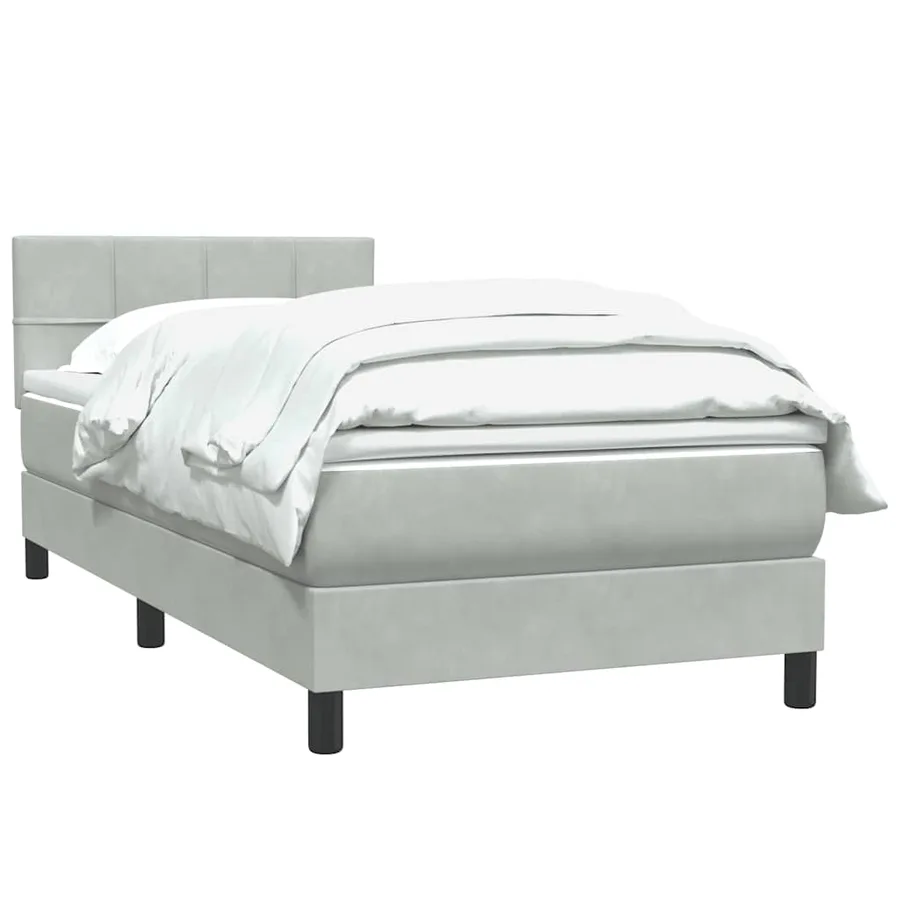 Sommier à lattes de lit et matelas gris clair 100x220cm velours - 3