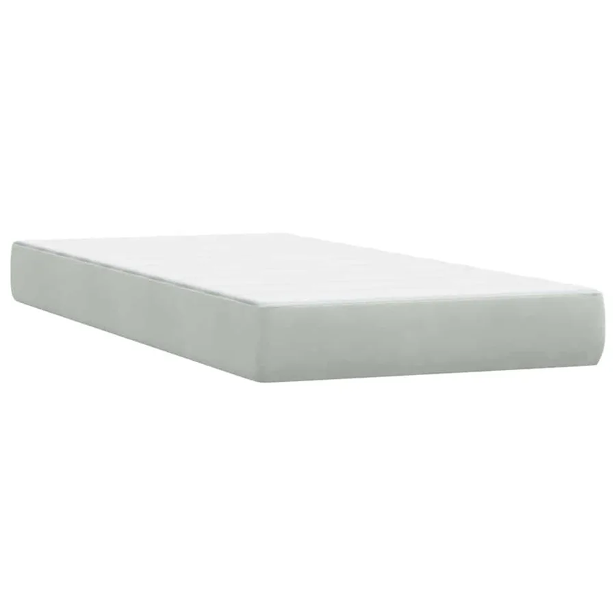 Sommier à lattes de lit et matelas gris clair 100x220cm velours - 7