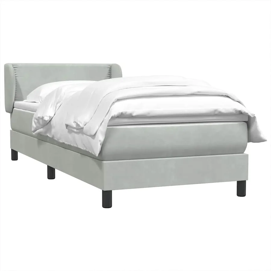 Sommier à lattes de lit et matelas gris clair 100x220cm velours - 3
