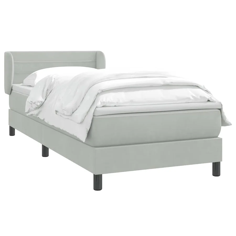Sommier à lattes de lit et matelas gris clair 100x220cm velours - 3