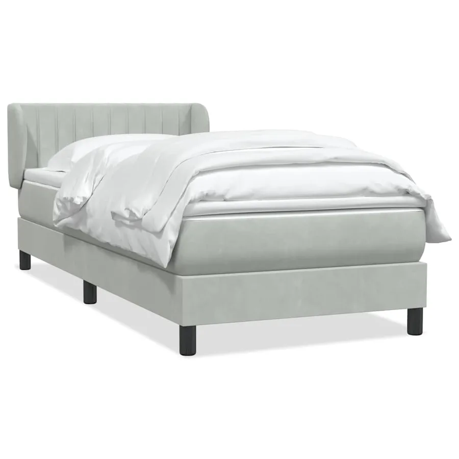 Sommier à lattes de lit et matelas gris clair 100x220cm velours - 2