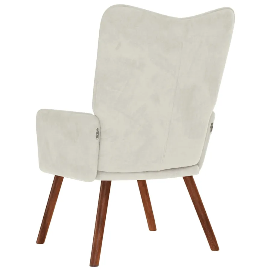 Chaise de relaxation crème velours - 5