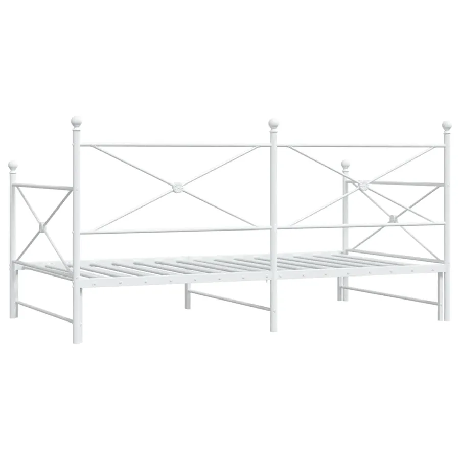 Lit de jour avec lit gigogne sans matelas blanc 107x203cm acier - 8