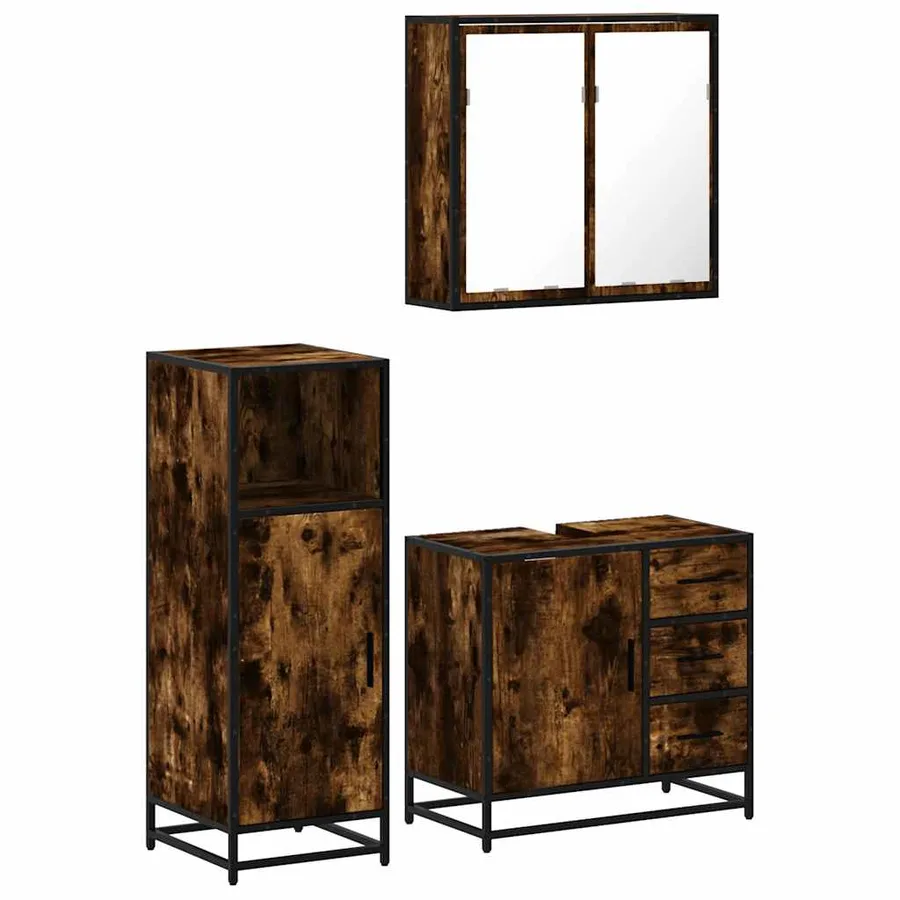 Ensemble de meubles de salle de bain 3 pcs Chêne fumé - 2