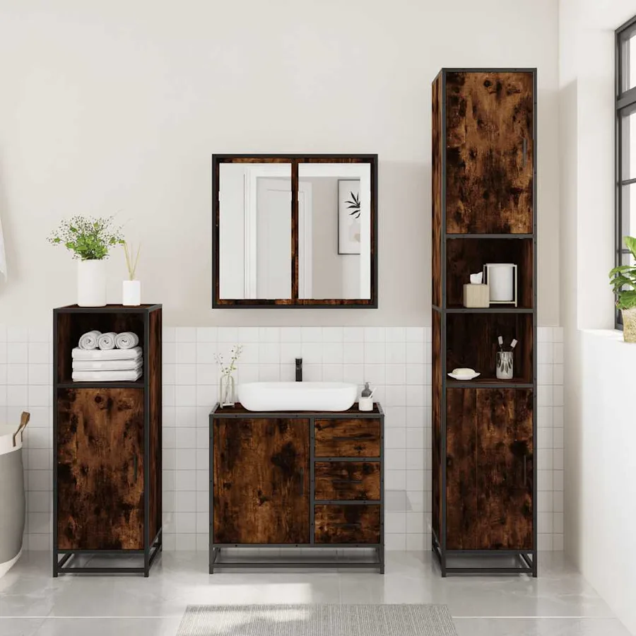 Ensemble de meubles de salle de bain 3 pcs Chêne fumé - 3