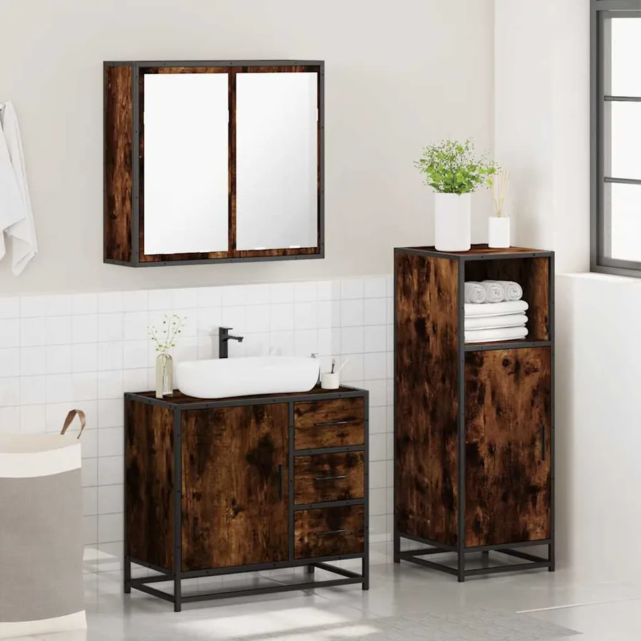Ensemble de meubles de salle de bain 3 pcs Chêne fumé - 4