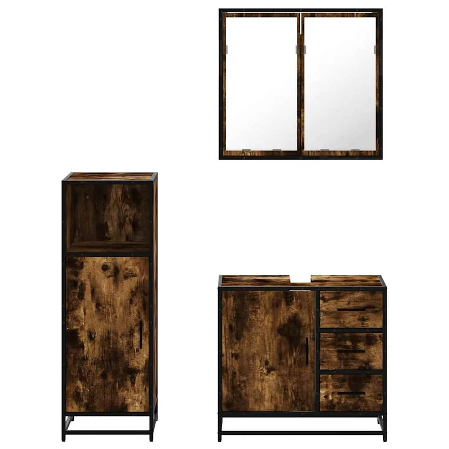 Ensemble de meubles de salle de bain 3 pcs Chêne fumé - 5