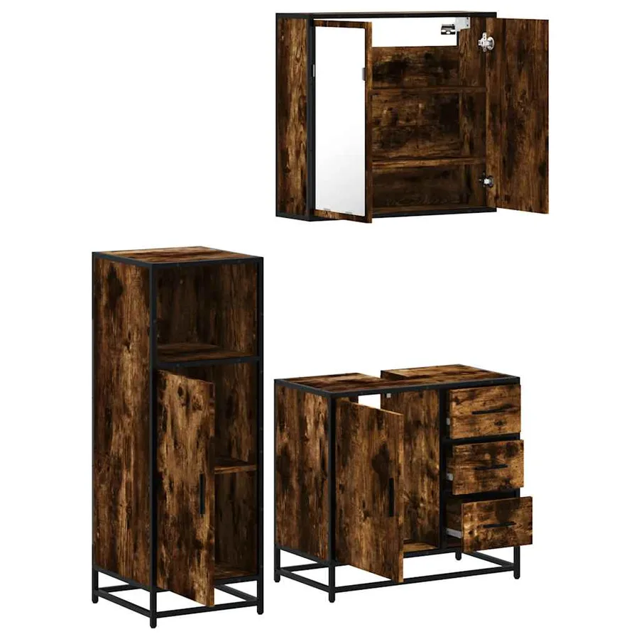 Ensemble de meubles de salle de bain 3 pcs Chêne fumé - 6