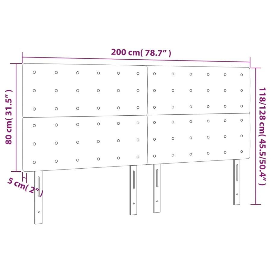 Tête de lit Noir 200x5x118/128 cm Tissu - 8
