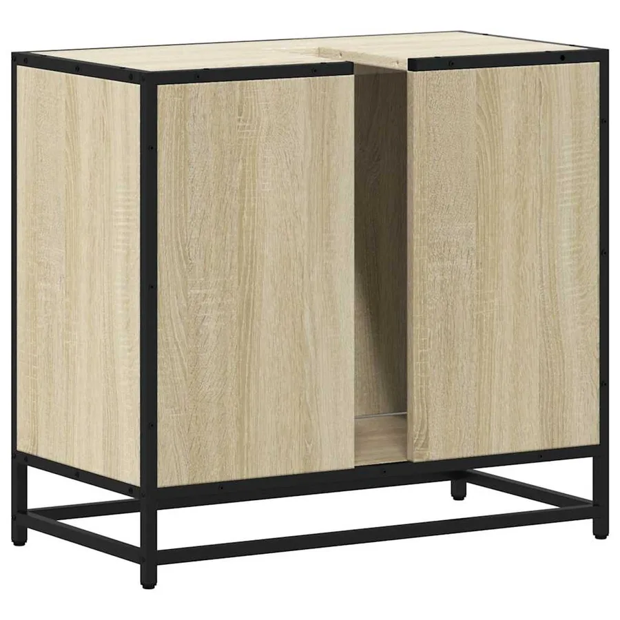 Armoire lavabo de salle de bain chêne sonoma bois d'ingénierie - 8