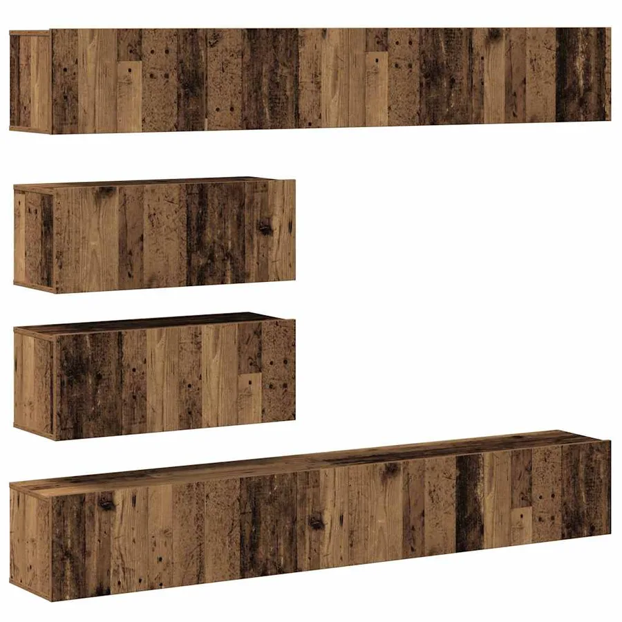 Ensemble de meuble TV mural 6 pcs vieux bois bois d'ingénierie - 2
