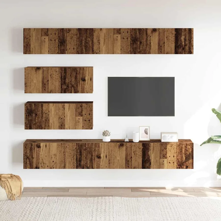 Ensemble de meuble TV mural 6 pcs vieux bois bois d'ingénierie - 3
