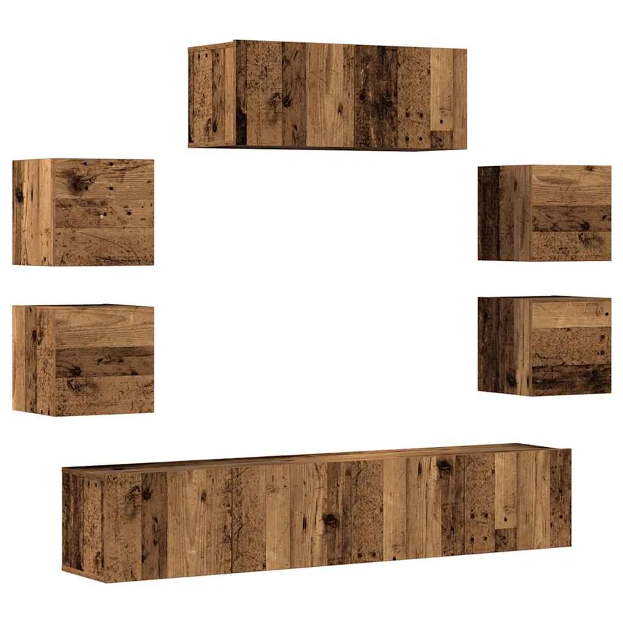 Ensemble de meuble TV mural 7 pcs vieux bois bois d'ingénierie - 2