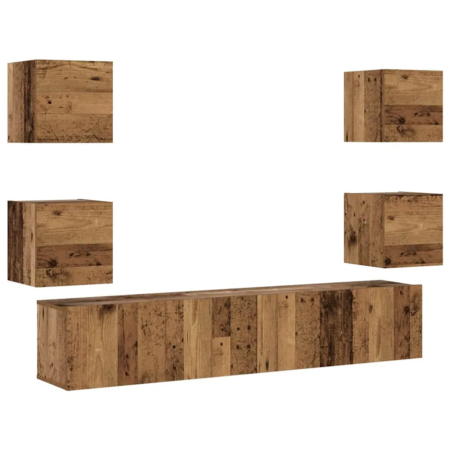 Meubles TV muraux 6 pcs vieux bois bois d'ingénierie - 2