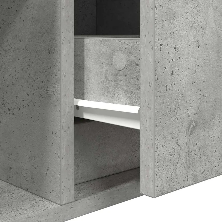 Meuble TV gris béton 100x31x25,5 cm bois d'ingénierie - 12