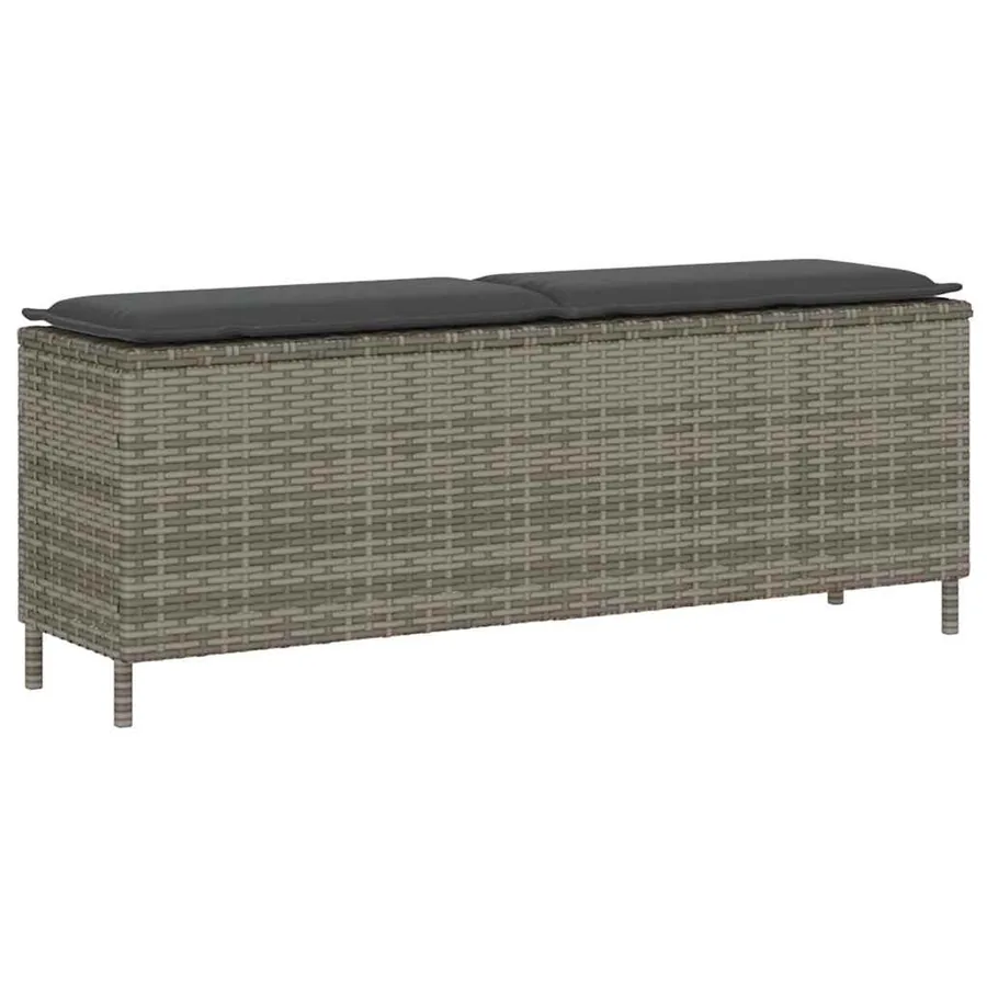 Banc de jardin avec coussin gris 110x30x40,5 cm résine tressée