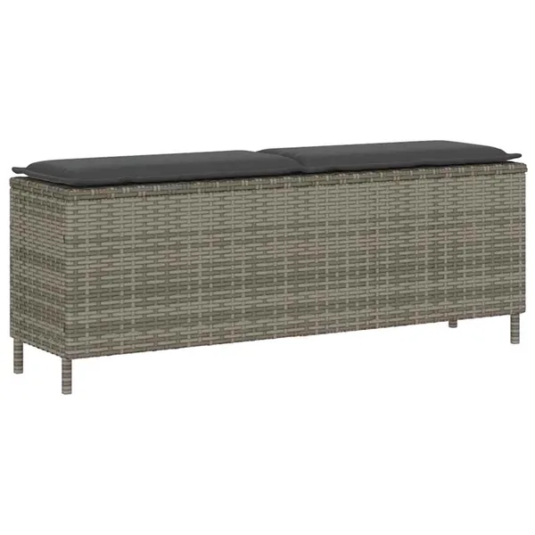Banc de jardin avec coussin gris 110x30x40,5 cm résine tressée