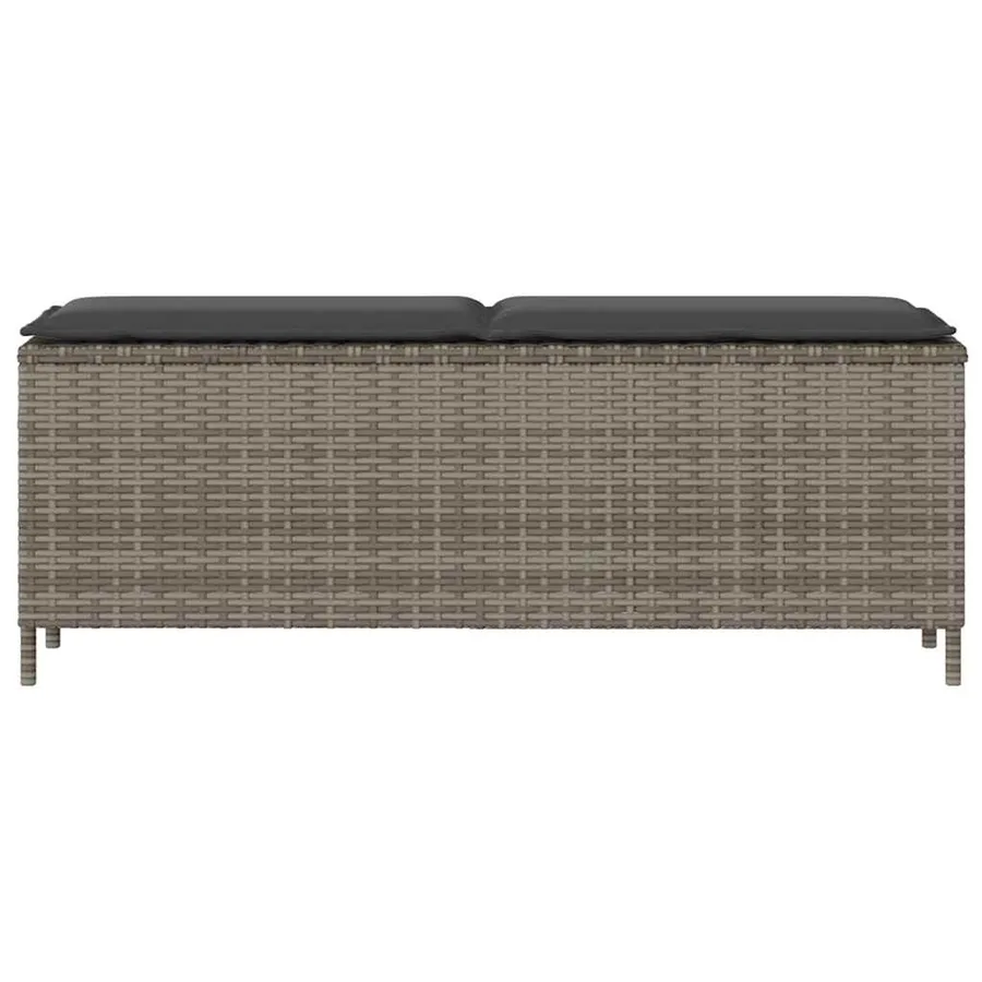 Banc de jardin avec coussin gris 110x30x40,5 cm résine tressée - 4